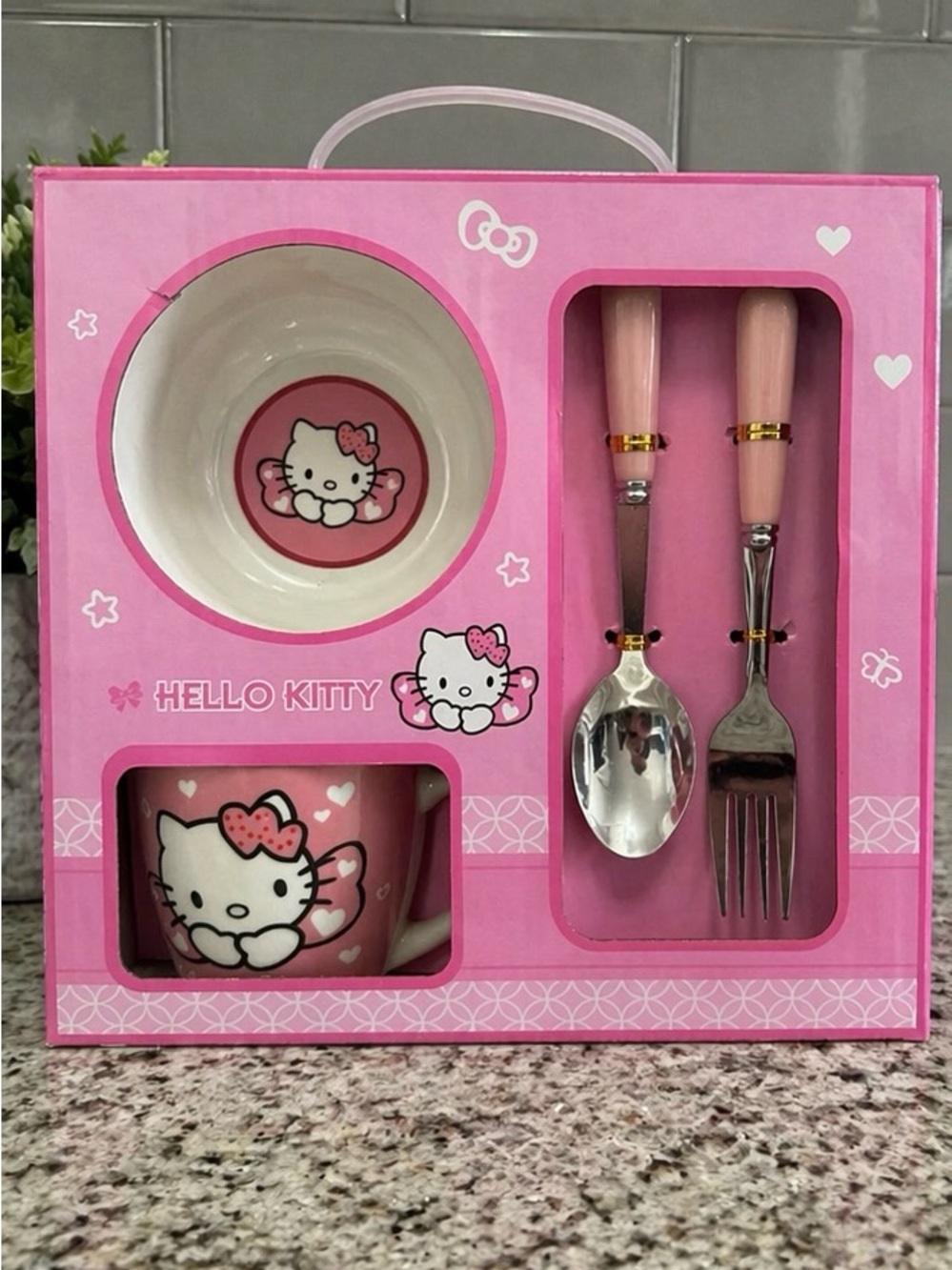 Hello Kitty 3-Piece Dining Set for Kids – Bowl, Mug, Spoon & Fork